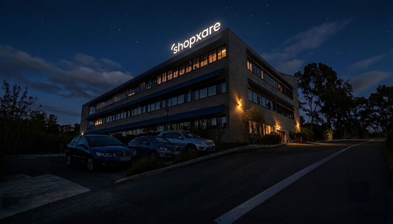 Shopxare Park headquarters in Monterey, California — the shopxare wordmark on the building