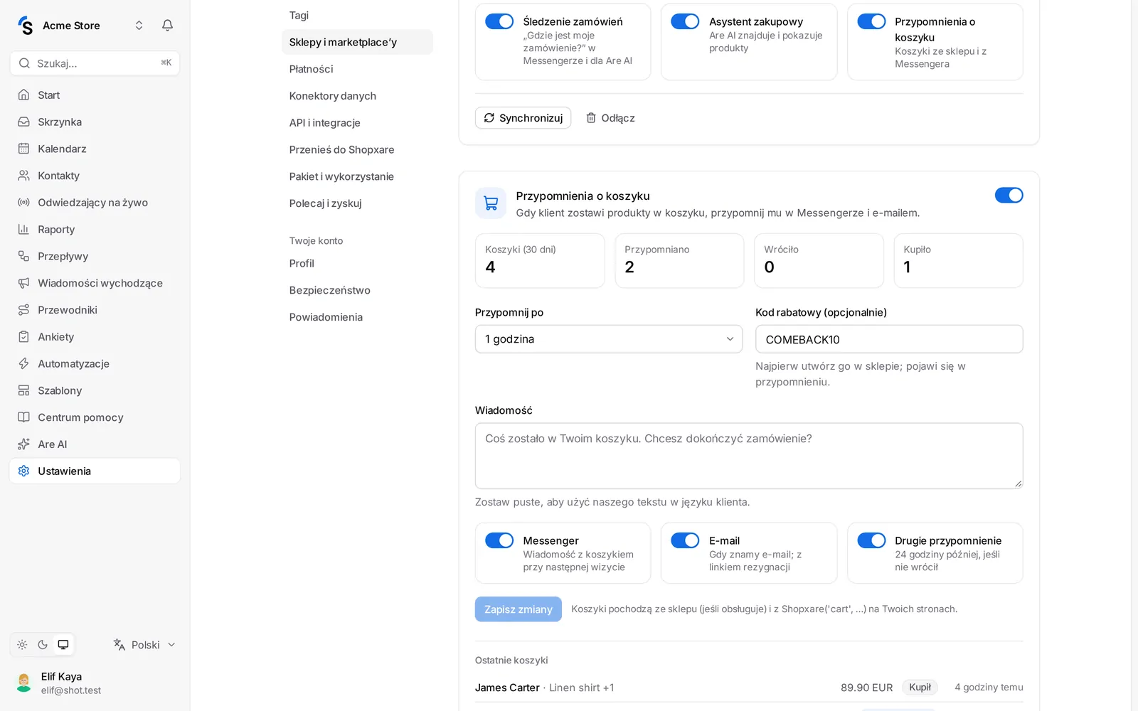 Przypomnienia o koszyku