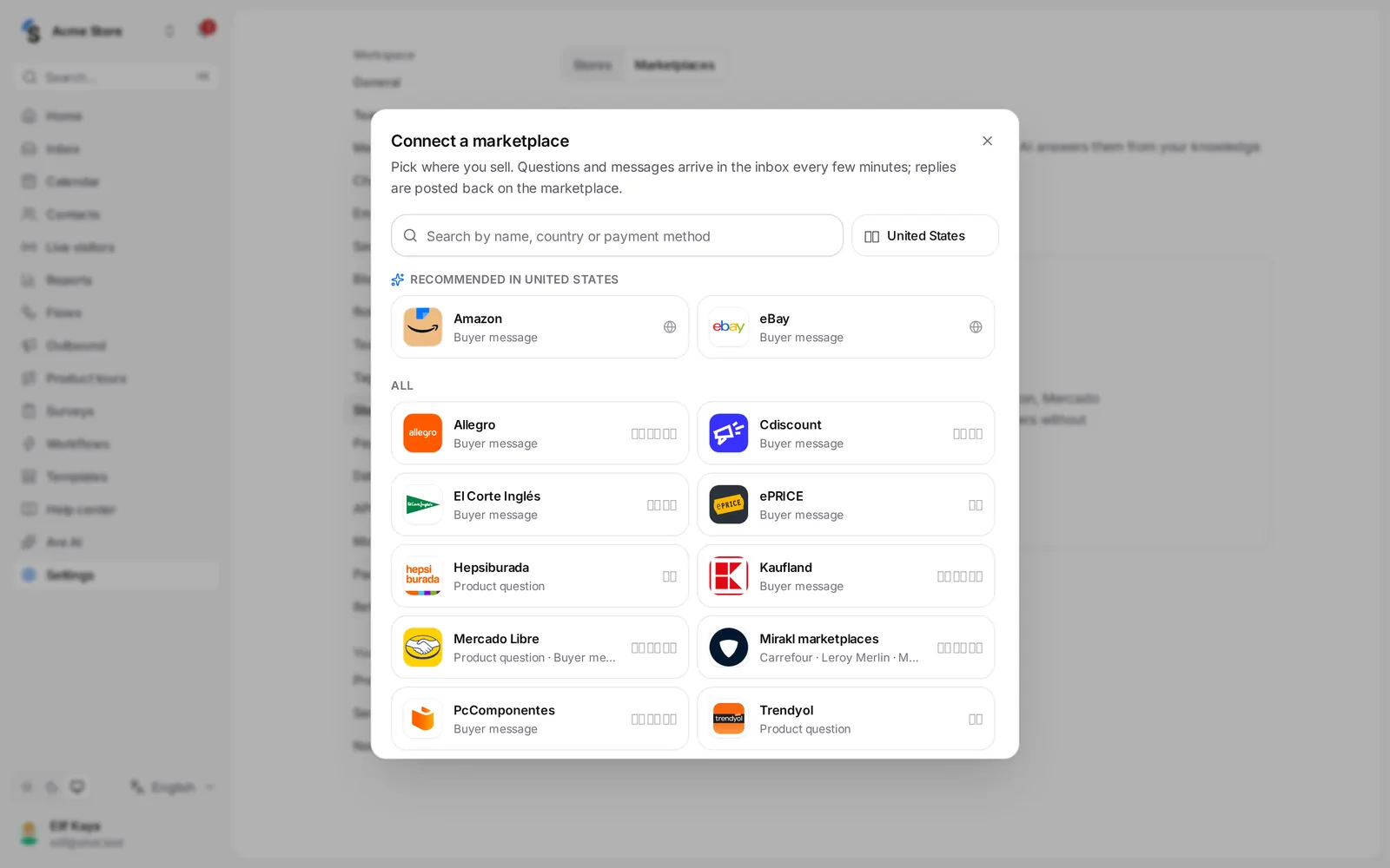 Connect a marketplace