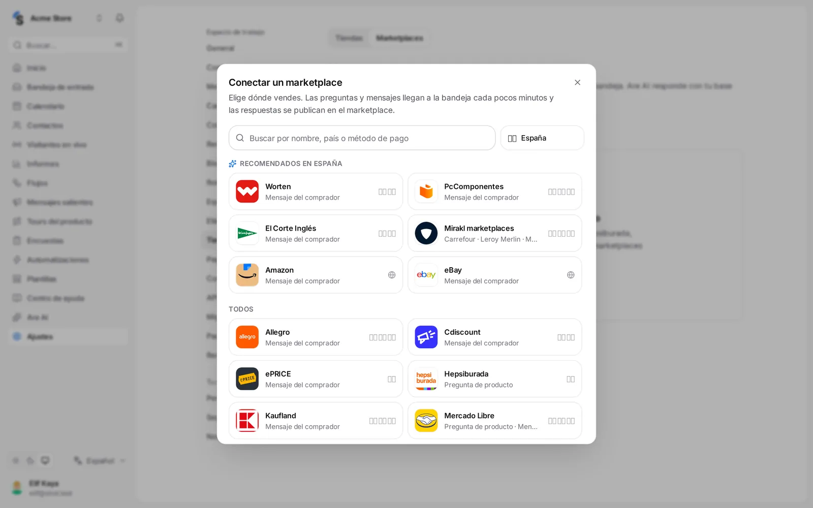 Conectar un marketplace