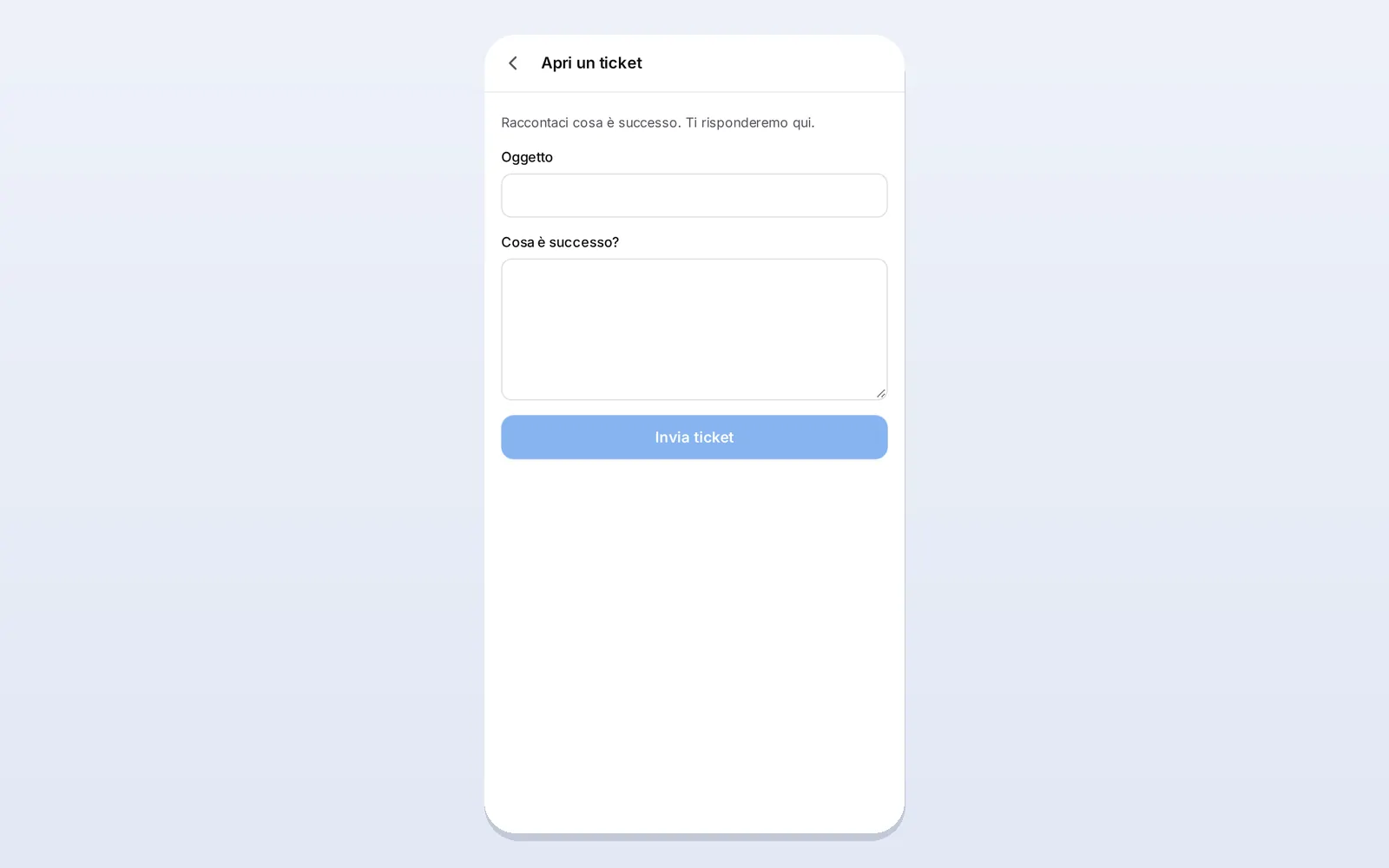 Aprire un ticket nel Messenger