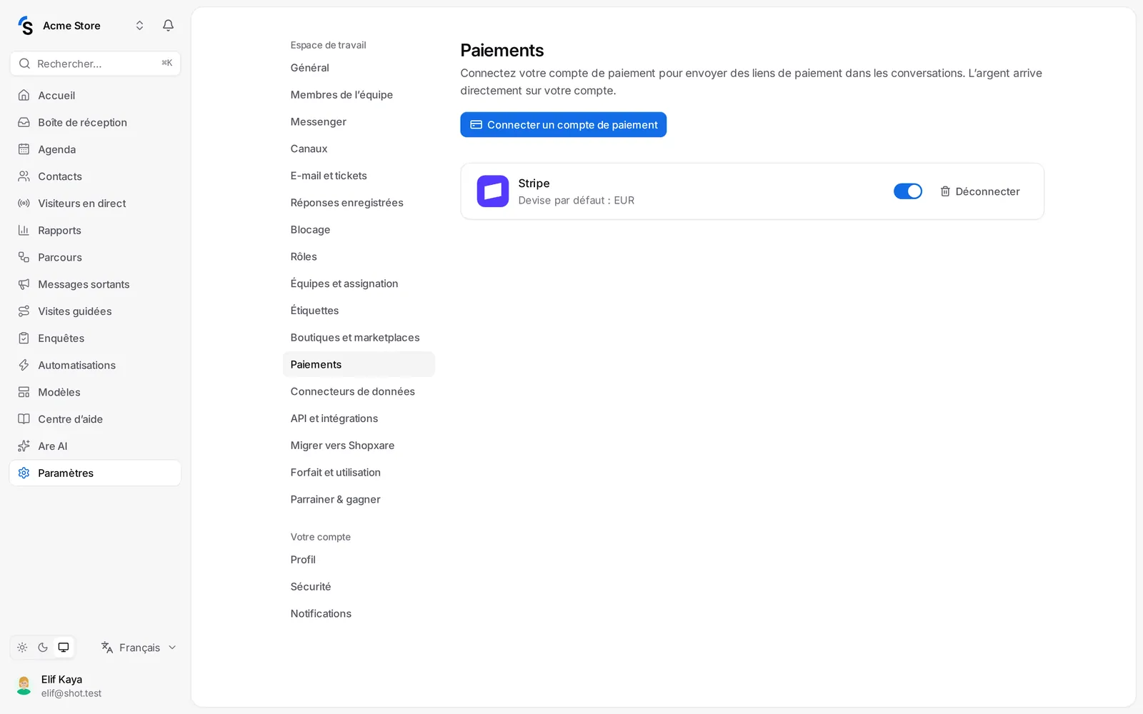 Paramètres → Paiements