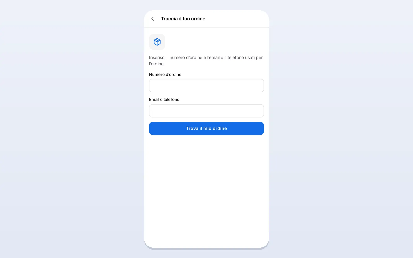 Tracciamento ordini nel Messenger
