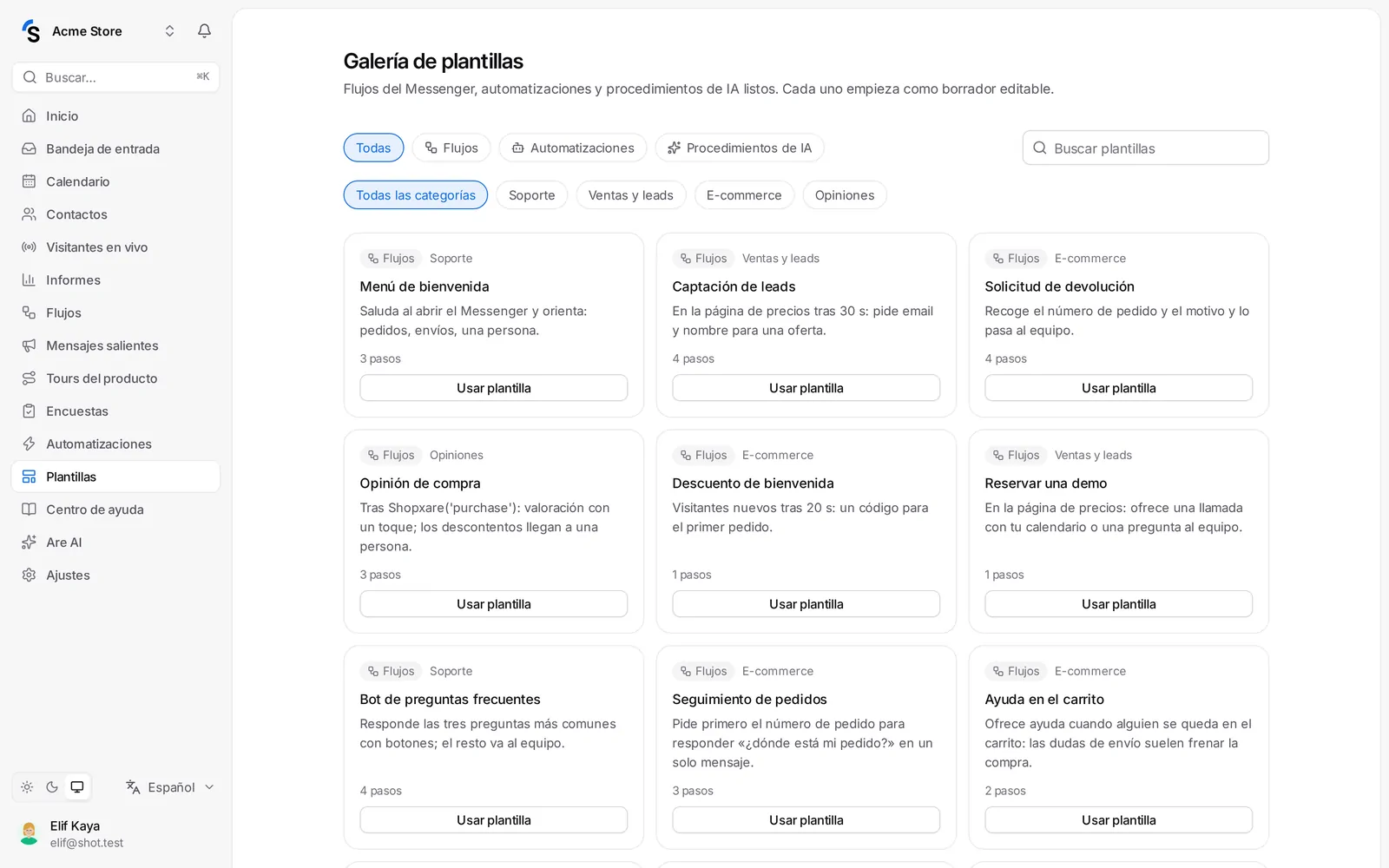 La galería de plantillas